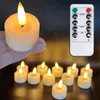 12pcs 3D Black Wick Led Flameless Battery Operated Tea Lights Candles With Remote ControlTimer TealightChristmas Decorations 240416