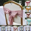 Stol täcker 1 st sash Crystal Bow Tie Knut Wedding Birthday Party El Decoration Wholesale Snow Shimmer Silk Band