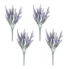 Flores decorativas Artificial for Outdoor 4 PCs Purple Lavender Bunch Home realista