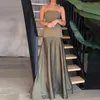Casual Dresses Sexy Off Shoulder Bustier Long Dress Summer Elegant Patchwork Waist Bodycon Party Women Sleeveelss Solid Maxi