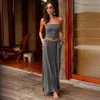 Womens Holiday Style Tube Top Dress Printed Maxi