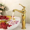 Banyo Lavabo muslukları Avrupa tarzı retro antika pirinç musluk fikstürü Altın Washbasin Su Tap Bathiroom Vanity