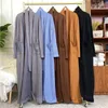 Ethnische Kleidung 2024 Herbst Winterstrick Eleganter Truthahn Offen Abaya Kaftan Muslim Kleider Frauen Lange Kimono Kleid Robe Gürtness Dubai Mitte