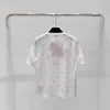 Projektantka koszulki damskiej francuska miauka 24 lato nowa moda wszechstronna, swobodna ciężka przemysł woda diamentowa litera nieba jedwabny koszulka z krótkim rękawem dla kobiet hyz4