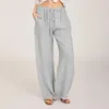 Women's Pants Large Size Spring Summer Casual Versatile Cotton Linen Trousers Loose Straight Wide Leg Yoga With Pockets
