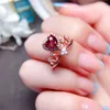 Cluster Rings MeiBaPJ Fine Quality Natural Red Garnet Gemstone Fashion Heart Ring For Women Real 925 Sterling Silver Charm Jewelry