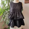 Mikrofony moda bluzki 2022 Black Shleeless Summer kawaii okrągły szyi koszule