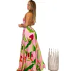 Vår- och sommarkvinnor Deep V Backless Dress Bohemian Floral Strap for Women 124