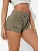 Women's Shorts New Fashion Khaki Fashion Ladies Overalls Denim Shorts With Pockets Y240425