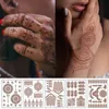 Tattoo -overdracht 2023 Nieuwe rode henna kant Tijdelijke tatoeages Sticker voor vrouwen Mehndi Flower Butterfly Fake Tatoo Sticker Wedding Hand Tatoo 240427