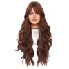 cocoa hair with Wig brown long curly for and large wavy women side split bangs wig