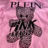 Chemises Tshirt Men Cartoon strass de teddy Bear Plein Embroide Summer Casual Wear Cotton ShortSleeve Pink Paradise Men Vêtements Nouveau