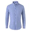 Modemenschen Hemden und Blusen gestreift Langarm Single Breaceed Slim Tops Revers Party Social Hemd Kleidung für Männer 240419
