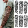 5NAI Tattoo Transfer Large Arm Sleeve Tattoo Lion Crown King Rose Waterproof Temporary Tatoo Sticker Wild Wolf Tiger Men Full Skull Totem Fake Tatto 240427