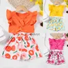 Clothing Sets Summer Girls Fruits Print Clothes Sets Knotted Tops+shorts 2pcs 1-7Y Toddler Girls Beach Summer Outfits H240426