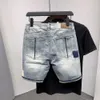 Jeans masculinos Novos shorts de jeans masculinos com buracos no estilo coreano Quarter retray patch jeans casual bermuda mens roupas