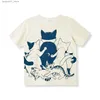 T-shirts voor heren Summer Beach Kort Mouw Cat Family Print dubbelzijdig Kawaii T-shirt paar Outdoor kleding Y2K Top Notch Anime Q240426