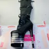 Scarpe da ballo sexy coscia alti stivali da 8 pollici piattaforma di moda femminile sopra il ginocchio da 20 cm pipa con tacco alto