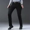 Jeans maschile New Mens Elastic Regulall -Fit Jeans Fashion Casual Cotton Business Black Denim Pants Mens Trousersl2404