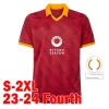 23 24 Maglia Romas Dördüncü 4. Futbol Jersey Kids Kit 2023 2024 Evde Üçüncü 3. Kırmızı Futbol Gömlek Kalsiyo Maglietta Tren Oyuncu Versiyonu Abraham Pellegrini Dybala