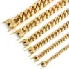 Strasy szerokość 6-18 mm złota miami kubańska łańcuch odpowiedni dla mężczyzn kobiet Dziedzin Hip-Hop Stali Stael Naszyjniki bransoletki Modna biżuteria i modne akcesoria 240424