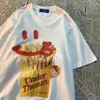 Happy French Pommes Pommes American Retro Spaß gedruckt kurzärmelige Frauen Männer T -Shirt Fashion Lose und vielseitiges Paar Outfit Baumwolle 240424
