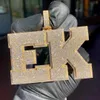Hip -Hop -benutzerdefinierte gravierte Name Ice Eced Kette mit Mann 925 Silbermenschen Moissanit Anhänger Halskette Verknüpfungskette