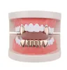 Hip Hop Smooth Grillz Real Gold Plated Golden Silver Dental Grills Tiger Teeth Rappers Body Jewelry Four Colors Golden Silver Rose7552788