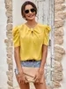 Damskie bluzki z rękawem żeńskie ubranie solidne kolor nowoczesny v szyja eleganckie letnie topy 2024 Modka prosta slim