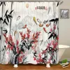 Rideaux de douche fleurs et oiseaux chinois rideau de douche 3D rideaux de salle de bain étanche en tissu de baignoire de bain en tissu de bain de bain avec 12 crochets