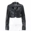 2024 designer jackets for women jackets womens Spice Girl Motorcycle Style Crop Leather Jacket Autumn And Winter Womens Lapel Cardigan Pocket Long-Sleeved Top