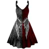 Vestido impreso de alas de diablo de estilo gótico de Halloween para mujeres