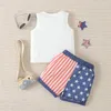 Ensembles de vêtements 2024-03-13 Lioraitiin 0-3y Baby Boy Memorial Day Tenues lettre imprimées