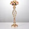 Bandlers Mercijzyasang Gold Flowers Vases Road Road Table Centor Table Metal Stand Stand Pilier Candlestick for Wedding Party 59