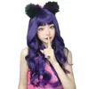 Anime wig purple long hair large waves cosplay props curly whole head cover short strap goods