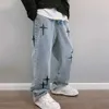 Mäns jeans herrar lösa byxor mens jeans retro broderi breda ben mens jeans fashionabla gatukläder mjuka och andningsbara tyg hip-hop atmospherel2404