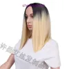 Wig womens hair chemical fiber straight blonde dyed short middle split wave head