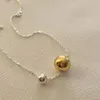 Pendenti chozon s925 collana in argento sterling doppia palla semplice nicchia chic gioielleria di gioielli accessori da ragazza clavicola cha