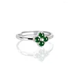 Clusterringen 925 SILVER NATUURLIJKE GROENE JADEITE BALL CARDEN Bloem Lucky Ring S925 Verstelbaar Certificaat Bridal Luxe Jade Vintage Sieraden