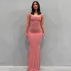 女性ドレスデザイナードレススリムラップヒップフロアの長さスカートソリッドカラーサスペンダーカジュアルノースリーブセクシーな三角形マーク