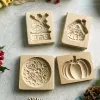 Stampi stampi per biscotti in legno con animali da fiori motivi 3D intagliato in rilievo stampi per cottura da cucina di Natale