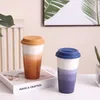 Tumblers Ceramic Coffee Cup With Silicone Lid Porcelain Office Carrying Anti Scalding Water Portable Travel Kitchen Drinkware