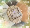 MONTES MENSEURES POPULAIRES MONTRES DE CALLE AUTOMATIQUE DATE AUTOMATIQUE Quartz Batterie Core Temps Core Shiny Starry Diamonds Ring Good Iced Out Hip Hop Square Roman Tank Watch Montre de Luxe