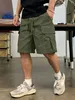 Męskie sznurka talia ładunkowa krótkie spodnie multi klap kieszonkowa luźne modne szorty męskie spodnie robocze na zewnątrz 240415