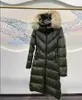 Women Designer winter down jackets White duck down Long parkas black Green Outdoor coat Big Fox fur Hooded Size 1234