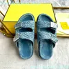 Designer Sandaler Jacquard Dual Buckle Slide Sandals känner Slides Floral Brocade Slides Flats Luxurys Läder Gummi Flip Flops Bottoms Beach Shoes Loafers Storlek 35-45