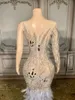 Luxe Sparkly Feather Tail Dress Women Evening Prom Celebrity Party Birthday Wear Singer Stage kostuum trouwjurk 240422