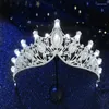 Klipsy do włosów Tiary i nakrycia głowy LED LED Crown Crown Rhinestone Tiara For Women Wedding Bride Akcesoria Dziewczyny Party Biżuteria