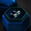 Charm Moissanite Stud Earring 0.32ct Round Cut Blue Green Moissanite Diamond White Gold Plated Steling Sier for Women Men