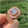 Wedding Rings 2021 Sparkling Male Fashin Jewelry 925 Sterling Sier Fl Pave White Sapphire Cz Diamond Gemstones Large Party Promise M Dhxsd